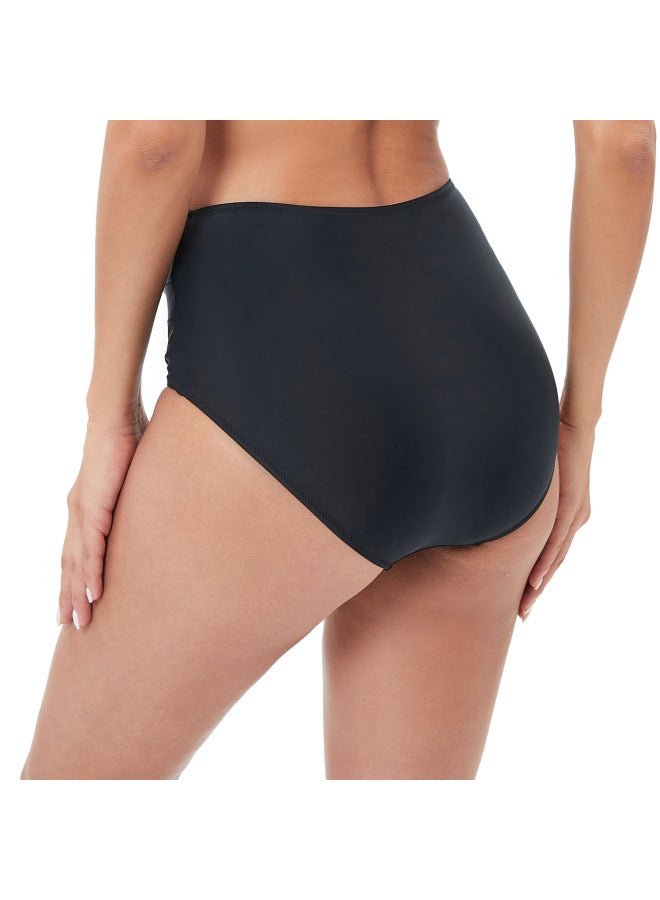 2023 Beach Pants Women's Pleated Tight Fashionable Swimming Trunks Hip Belly Tight High Waist Swim Triangle For Women-Color:Black- - Image 5